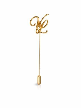 Gold Monogram VL / LV Stick Pin - Luxury Initial Brooch Accessory
